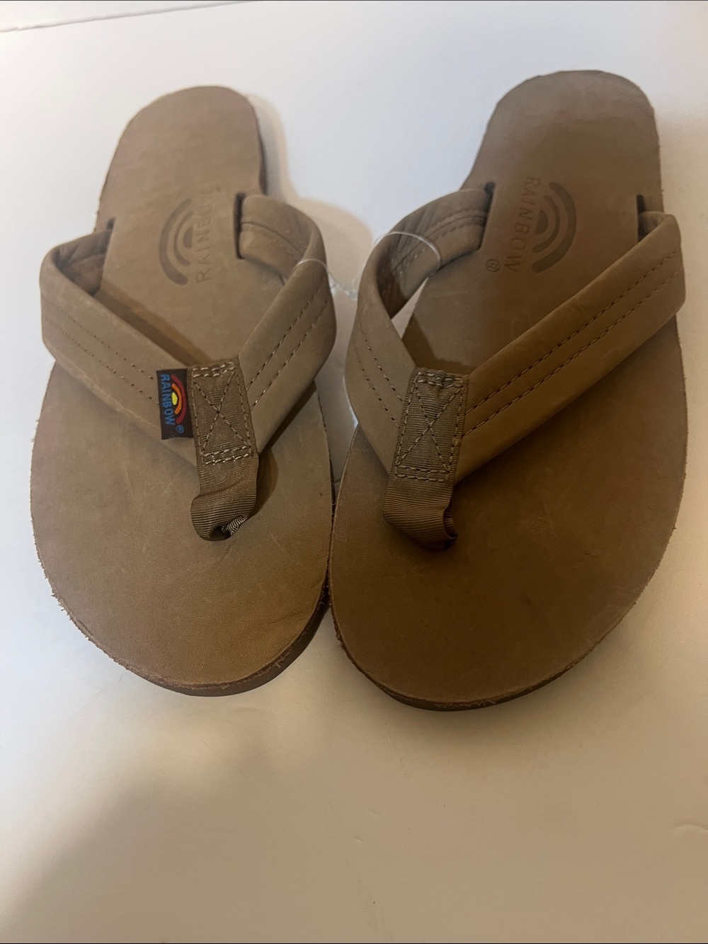 Rainbow Sandals Single Layer Tan Leather Flip Flops Sandals Women's xl 8.5-9.5 - Picture 8 of 13